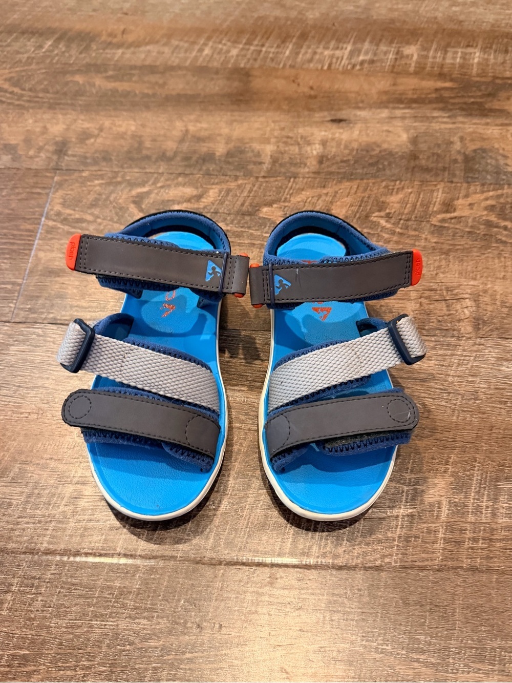 Plae Kids Adjustable Sport Sandals Blue Gray Hook & Loop Size 11